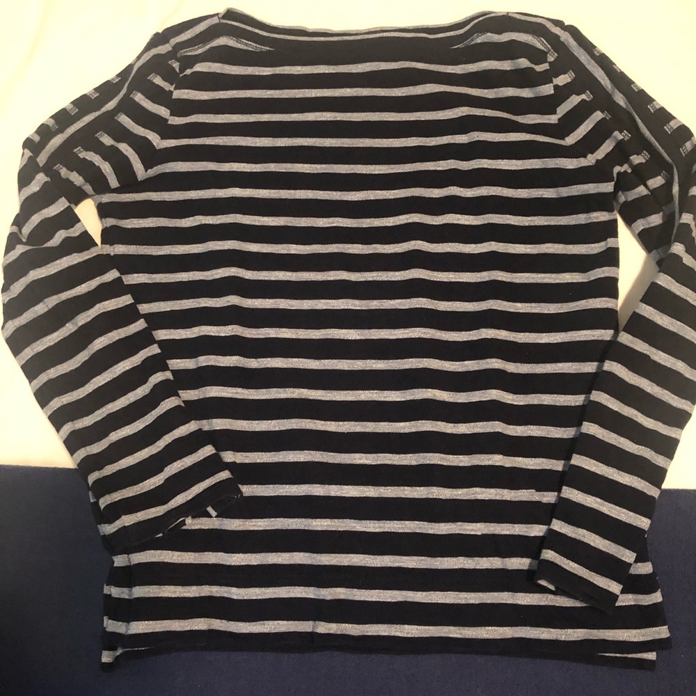 J. Crew Navy & Gray Striped Top